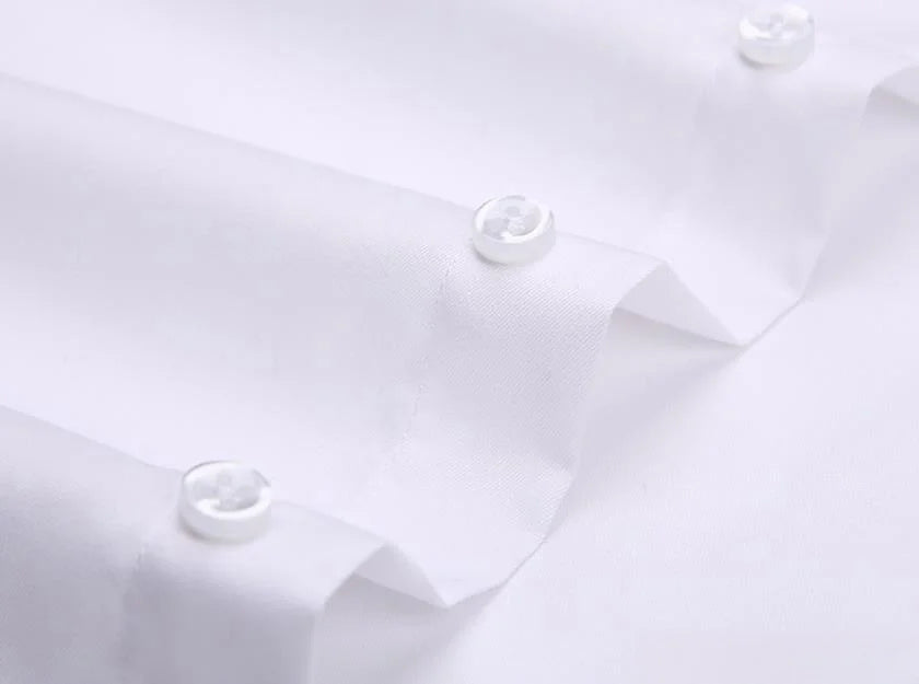 Men Formal Shirt Long Sleeve Office Solid Color Anti-Wrinkle Fashion Business Pocket White Social Pocket OfficeWhite Shirt S-5XL