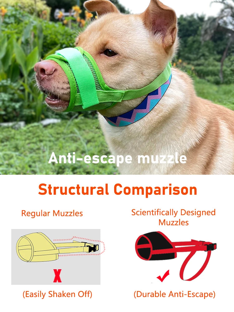 Dog muzzle Prevents biting barking and accidental eating prevents slipping off fits small medium large dogs adjustable
