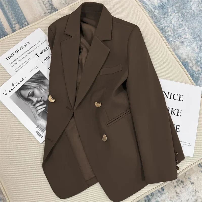 2025 Spring and Autumn New Korean fashion British Style Solid Blazer Women Clothing French Texture Fashion Small Suit Coat Women