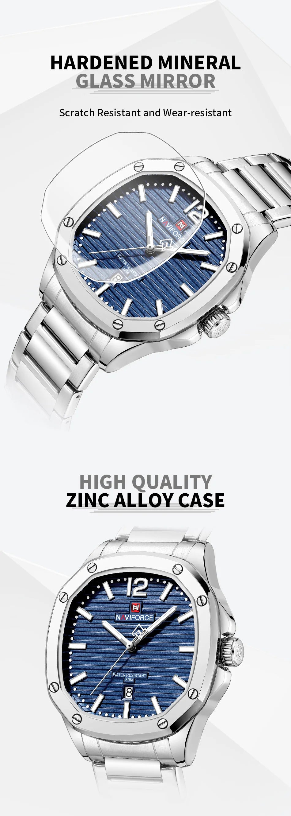 NAVIFORCE Men Luxury Brand Watches Military Sport Mens Wrsitwatches Full Steel Quartz Clock Men's Waterproof Business Watch