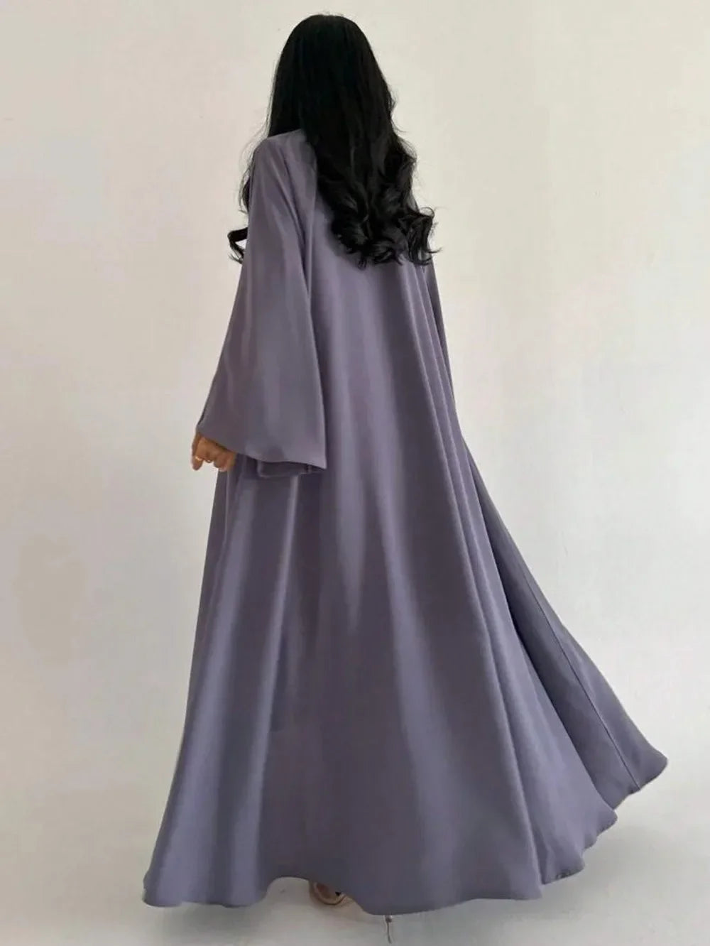 Full Sleeve Loose Open Front Abaya Muslim Women Abayas Solid Kaftans Islamic Maxi Dresses Jilbabs Middle-East Ethnic Clothing