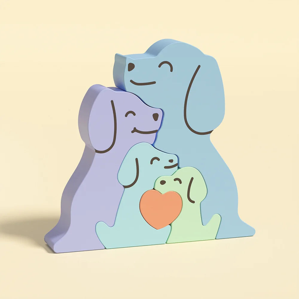 Dogs Family Puzzles Clay Silicone Mold Cat Bear Elephant Gypsum Plaster Mould Animal Craft Ornament Cement Concrete Resin Mold