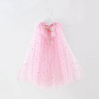 Summer Girl Princess Party Accessories Cloak Snow Queen Elsa Anna Costume Cape Rapunzel Aurora Sequins Tulle Halloween Mantle