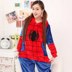 Boy Girl Children Spider Red Pajamas Set Flannel Kids Animal Cartoon Cosplay Hooded Pijama infantil Kigurumi Sleepwear