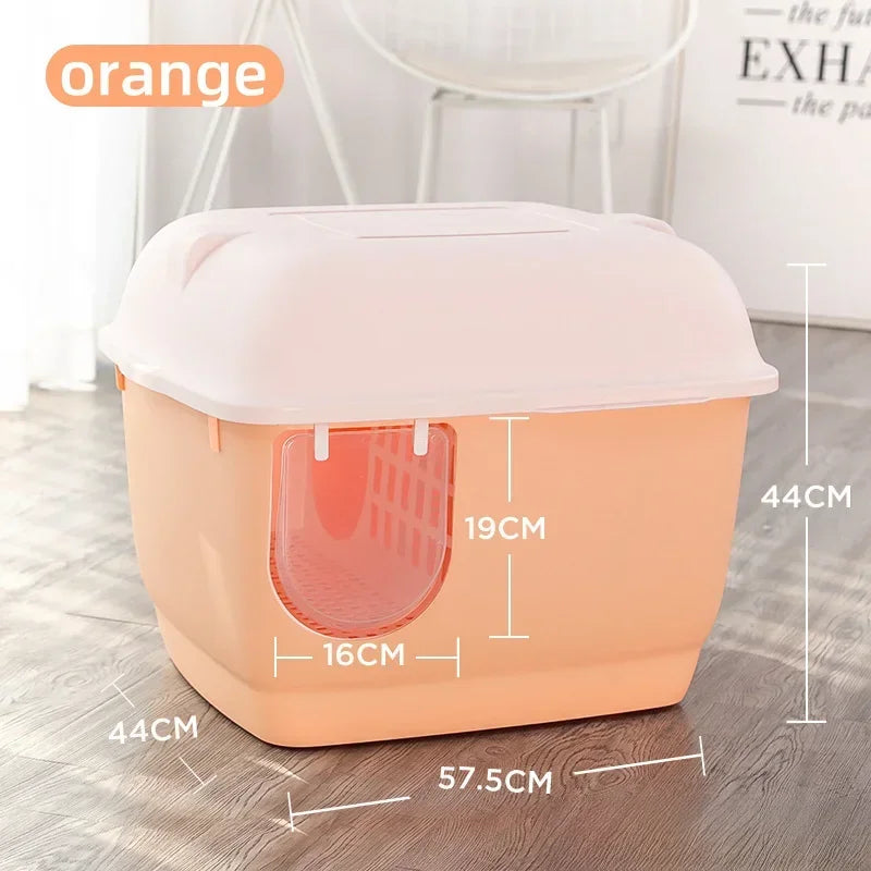HOOPET Cat Litter Box Large Capacity Cat Litter Boxes with Hallway Pet Pan Supplies for Cats and Kittens Splash Proof Litters