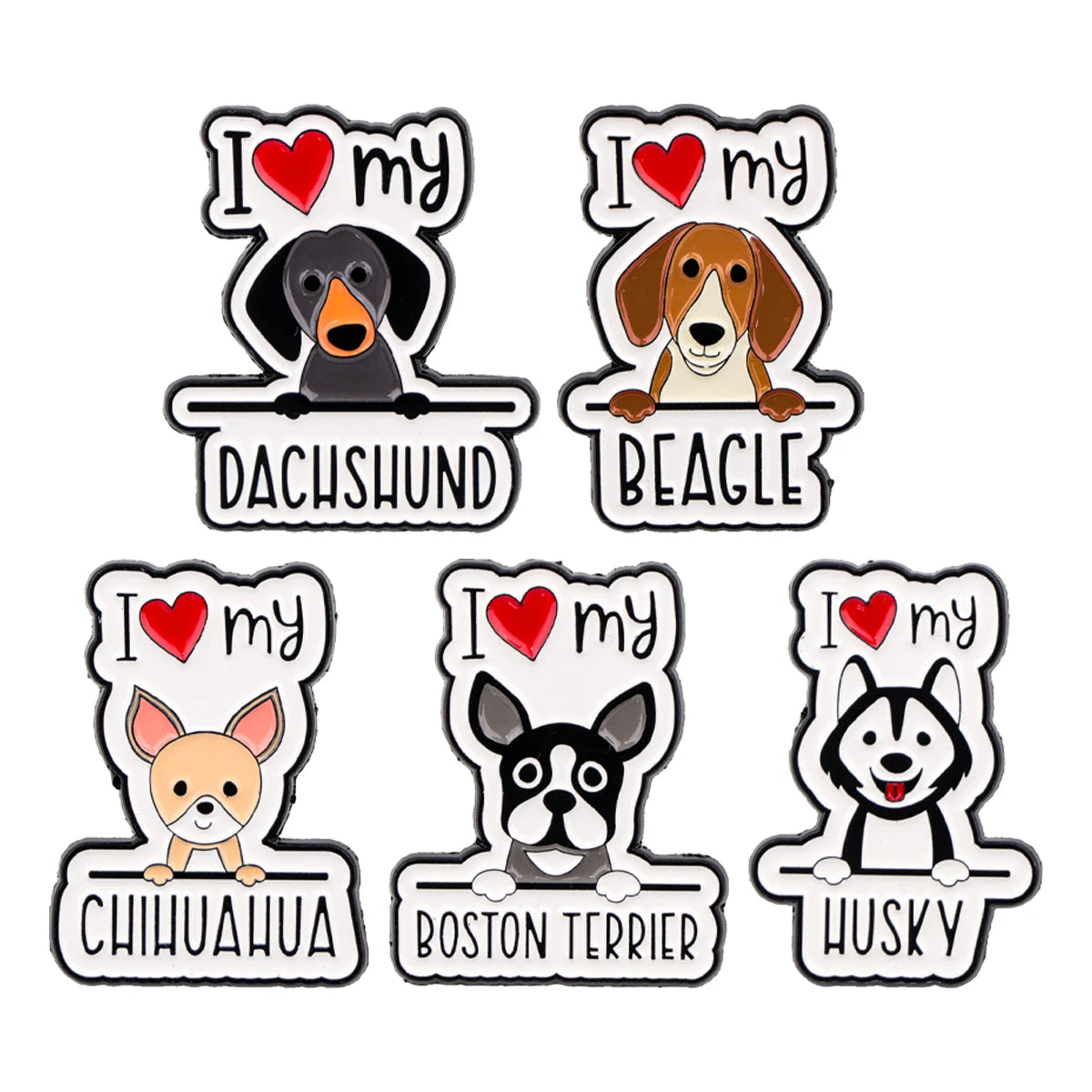 2-10pcs/set Funny Animals Series Enamel Pin Cartoon Cats Dogs Brooch Set Lapel Pins Badge on Backpack Clothing Accessories Gifts