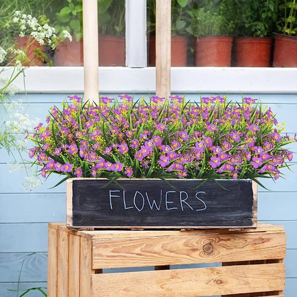 Artificial Flowers Outdoor UV Resistant Fake Plant for Home Garden Yard Wedding Decor Plastic Spring Summer Shrub Plants  Flower
