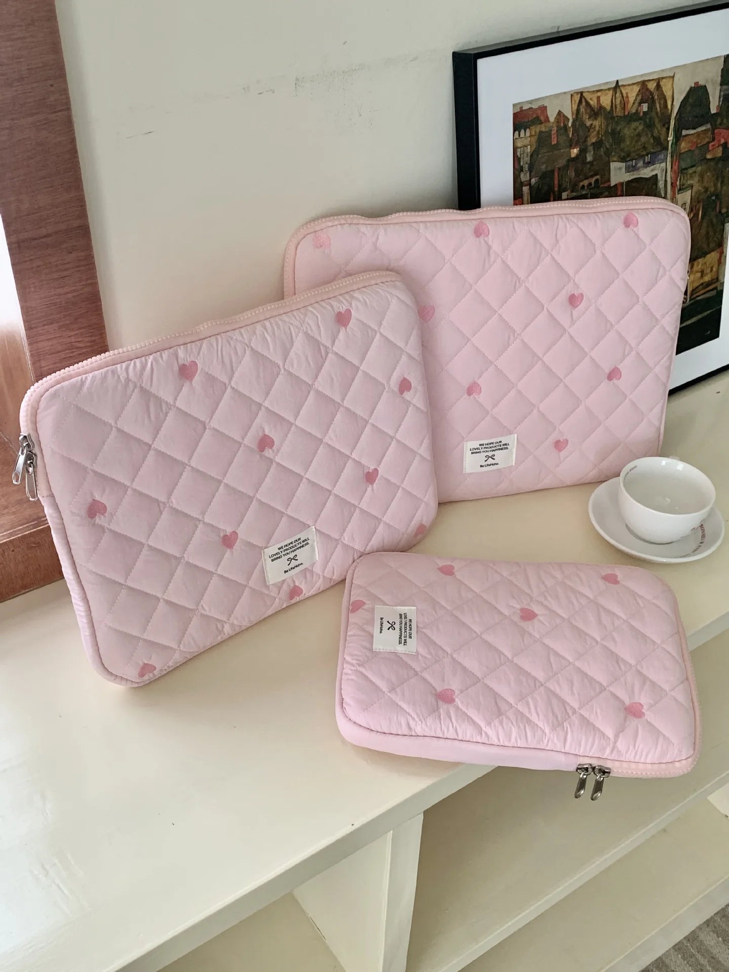 Cute Print Love Embroidery Laptop Bag 11 13.3 14 15 15.6 16 Inch Computer Bag Protection Case Laptop Sleeve Computer Case Bag