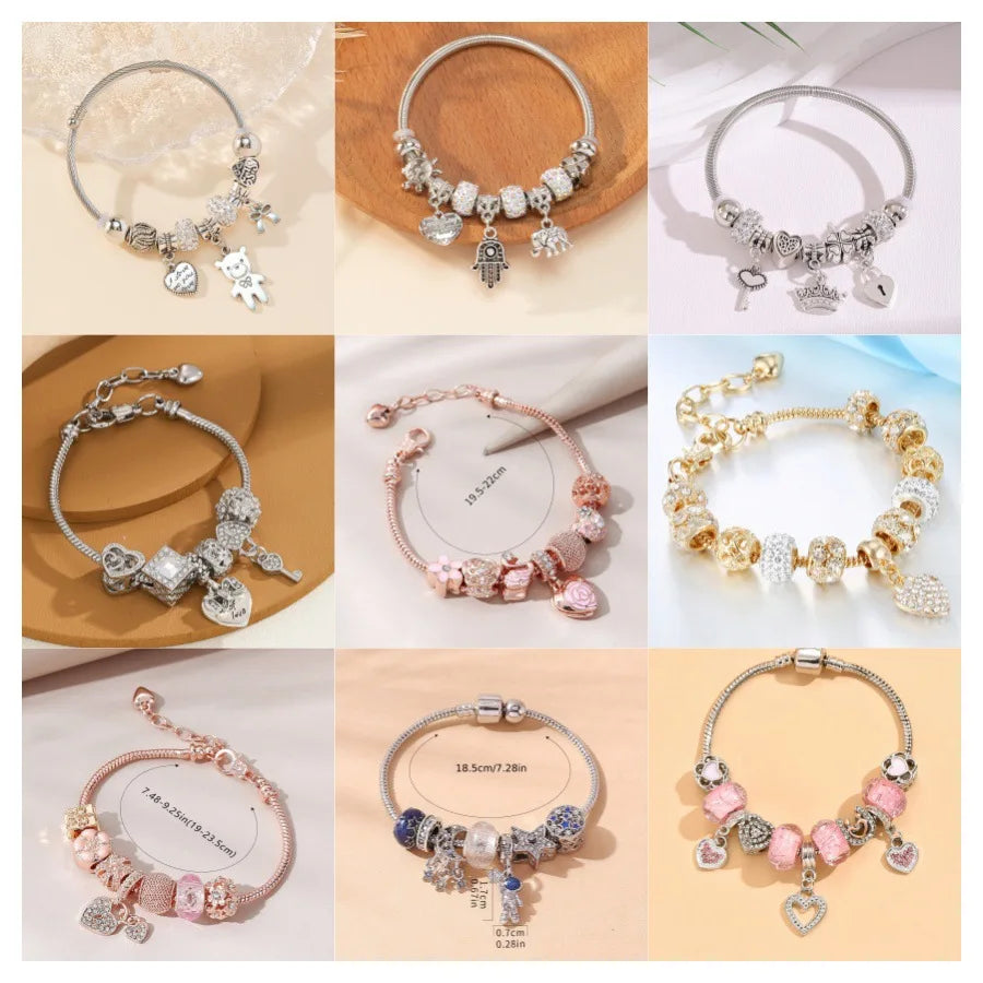 1Pcs Minimalist And Atmospheric Oil Dripping Rose Heart Bead Bracelet Fashionable Oil Painting Swan Lantern Bead Bracelets INS