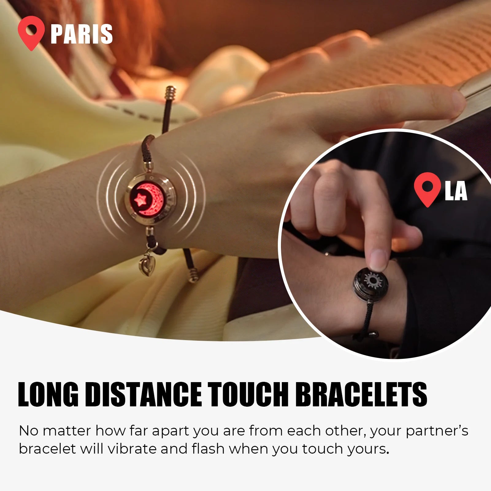 Totwoo Romantic Couple Gift Smart Bluetooth Bracelets with Vibration Reminder for iOS Android Long Distance