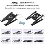 Laptop Cooler Base Stand Foldable Laptop Cooling Pad Holder Portable Notebook Radiator Bracket Heighten Rack With 1 Cooling Fans