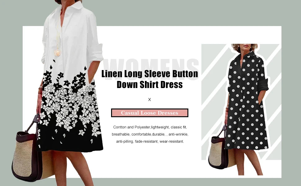 New Women's Fashion Shirt Dresses High Temperament Leopard Print Casual Dresses Women's Elegant Party Long Sleeve Dresses