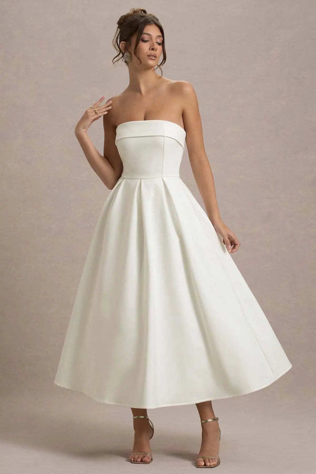2025 French Fashion Elegant Long Evening Dress Women High-end Solid  Sleeveless Strapless Party Dress Chic Minimalist Clothes
