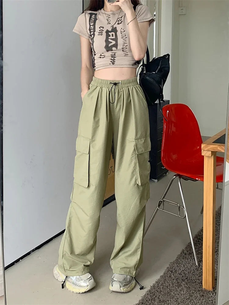 High Waist Wide Leg Workwear Pants Women's Spring 2024 Loose Sun Protection Casual Sports Thin Style Fashionable Trousers