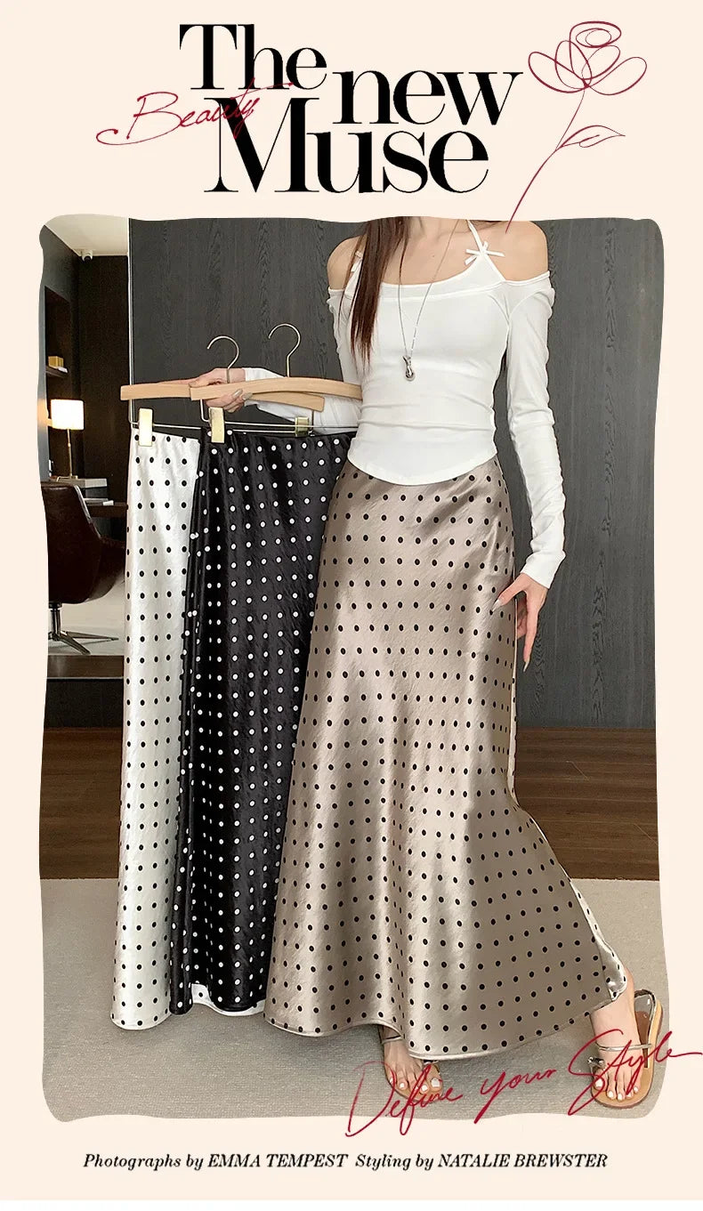 Spring 2025 High-Waisted Hoop Skirt Women's Vinegar Slimfish Tail Skirt A- Line Flared Hip Covering Long Dress