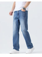 Summer Thin Straight Jeans Men's Clothing Soft Breathable Trousers Male Brand Comfortable Business Loose Denim Pants Retro Y2K