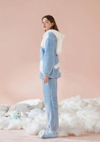 Cinnamoroll Women's Plush Pajamas Suit Sanrioed Kawaii Autumn Winter Hooded Home Clothes Cute Girl Thickened Cute Cartoon Sweet