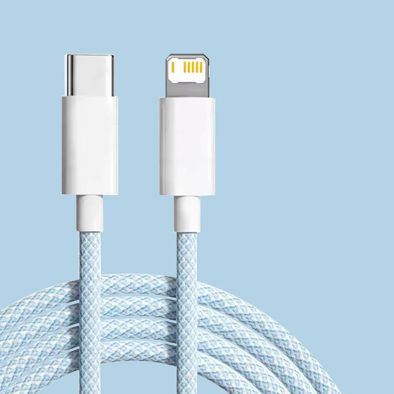 20W USB A to L Color Cable For iPhone 14 13 12 11 Pro XS Max XR XS X SE 8 7 Plus PD Fast Charge Type C Braid Cables Accessories