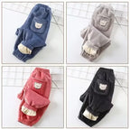Autumn/winter Children's Fleece-lined Corduroy Pants Stylish Embroidery Casual Warm Trousers For Boys Girls