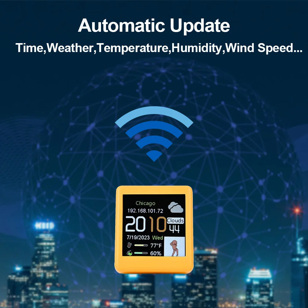 Smart desktop electronic clock WIFI weather and weather station small TV digital ornament