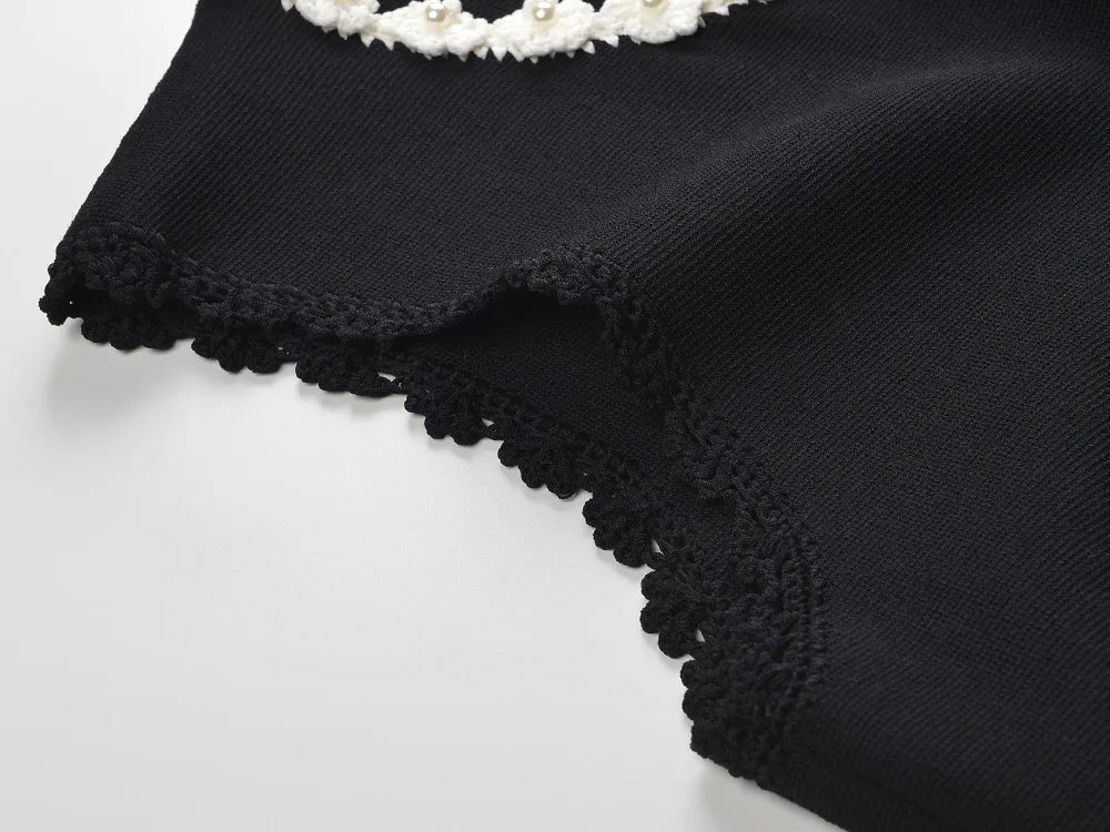 Lace Contrast Vest Dress Light Luxury and Fashionable Single-breasted Pleated 2025 Spring and Summer New Style Vintage Dress