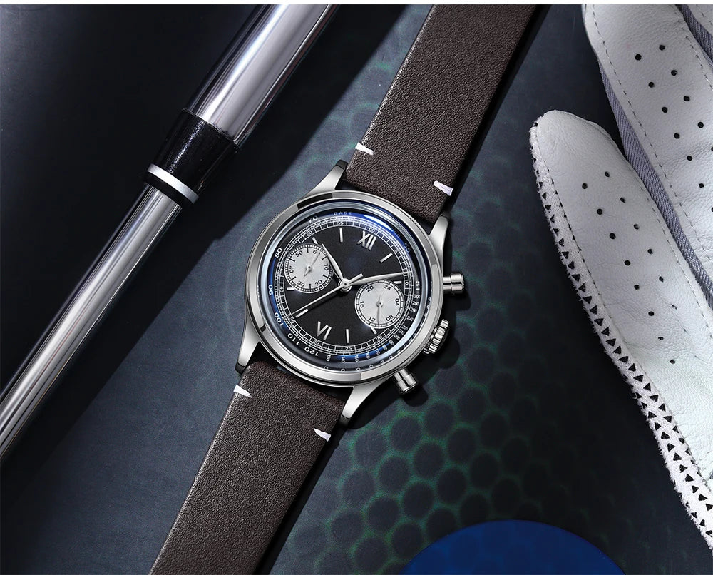 ADDIESDIVE Retro Quartz Watch for Men VK64 Multifunctional 24 Hour Chronograph Watches Bubble Mirror Glass 100m Dive Wristwatch