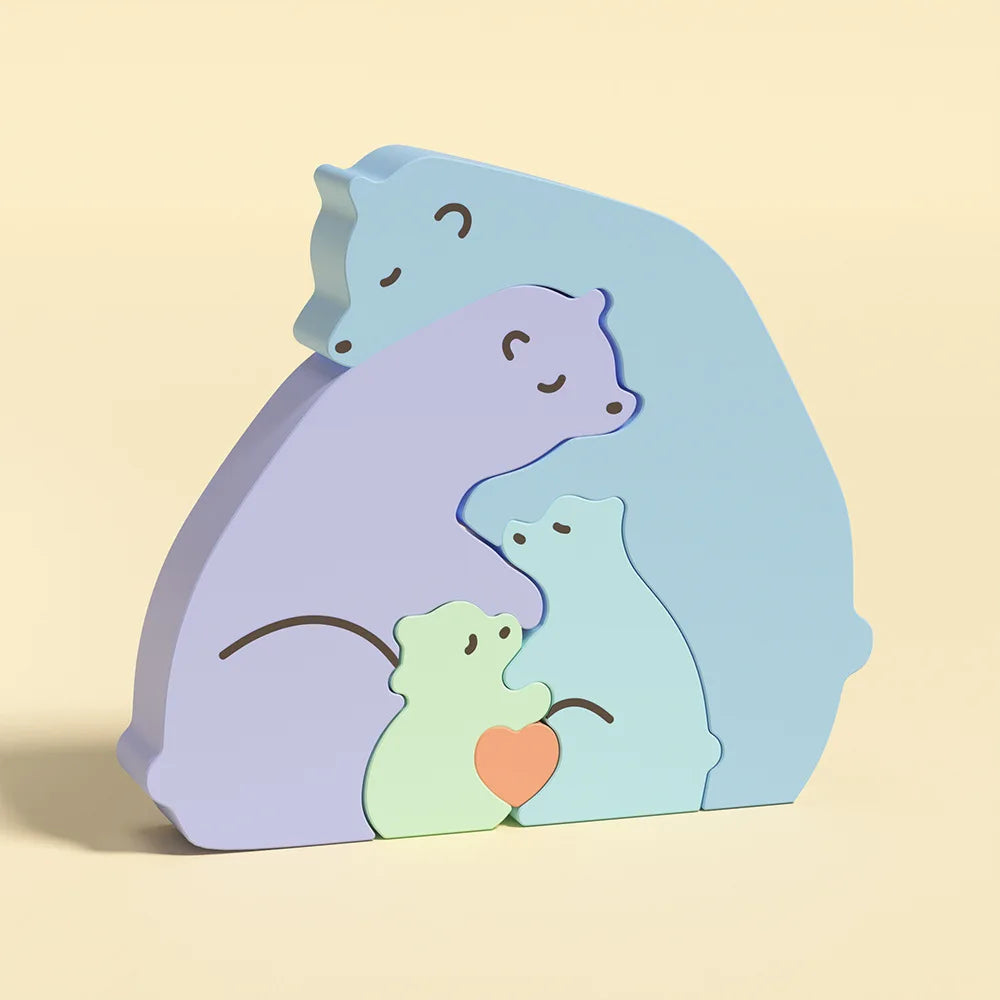 Dogs Family Puzzles Clay Silicone Mold Cat Bear Elephant Gypsum Plaster Mould Animal Craft Ornament Cement Concrete Resin Mold