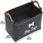 Felt Pet Toy Storage Basket Foldable Dog Toy Box Large Capacity Storage Basket for Dog Cats Household Storage Container