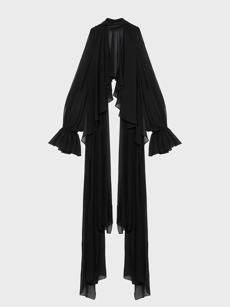 TWOTWINSTYLE Solid Minimalist Slimming Blouses For Women O Neck Off Shoulder Sleeves Temperament Minimalsit Shirts Female New