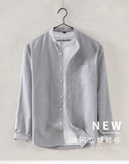 2025 Cotton Stand-up Neck Oxford Spinning Anti-wrinkle Casual  Spring  Autumn New Men's Shirt Jackets  Long Sleeve Shirt Men's