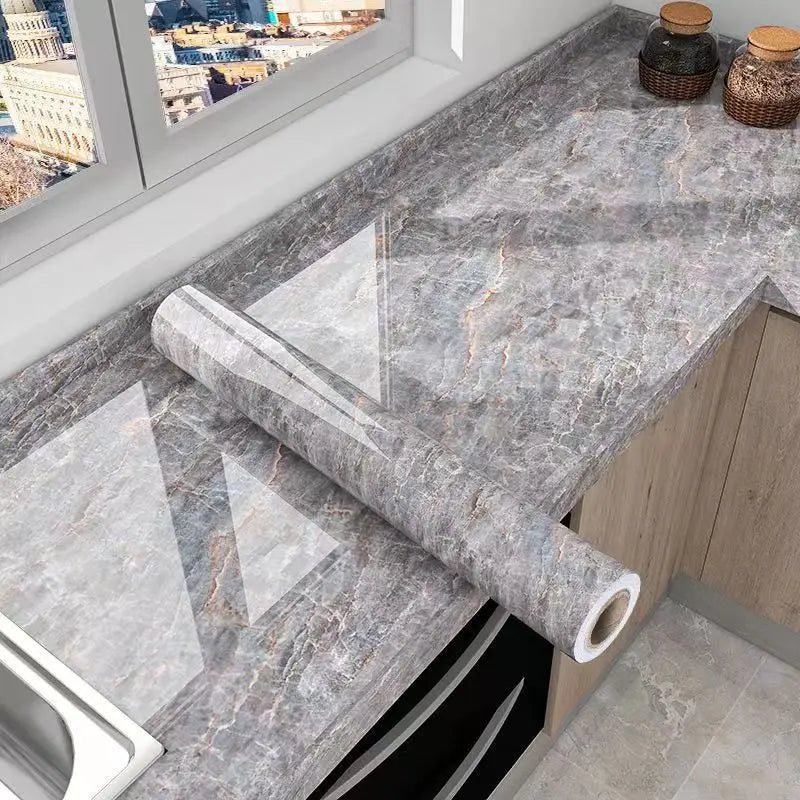 40cm Marble Self-adhesive Wallpaper Bathroom Kitchen Cabinet Countertop Contact paper PVC Waterproof Wall Stickers