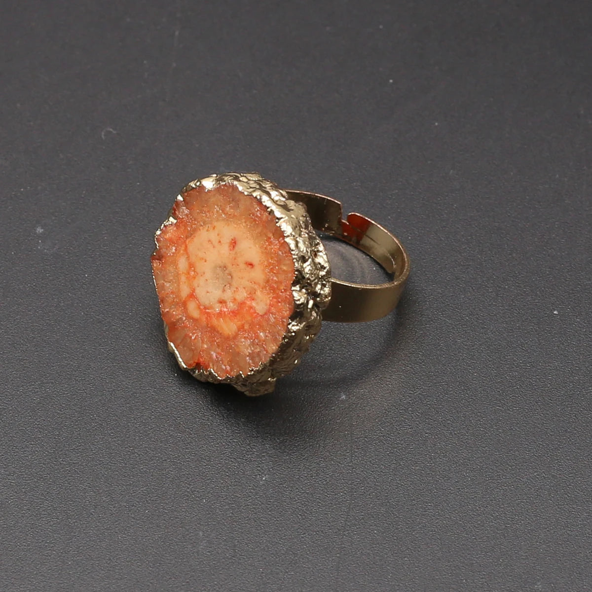 Natural Semi Precious Stones Irregular Crystal Druzy Rings Reiki Healing Embryo Agate Jewelry Accessories Party Gifts for Women