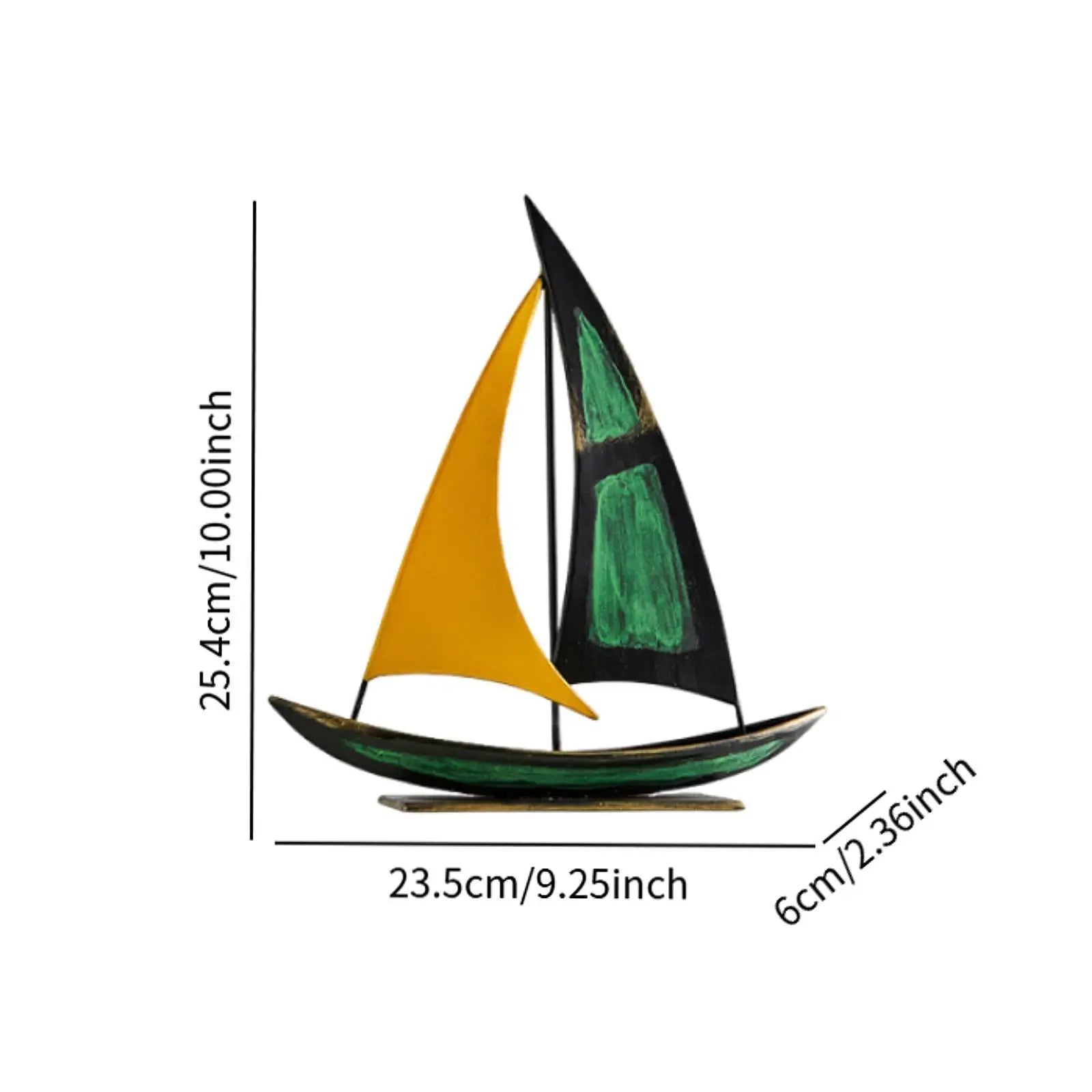 Iron Sailboat Sculpture Desktop Boat Statue Figurine Collection for Office Home Cabinet Table Centerpiece Living Room Decoration