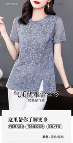 Lace Women's Summer New Fashion Stylish Short Sleeve T-Shirt Plus Size Design Sense Loose Slimming Top
