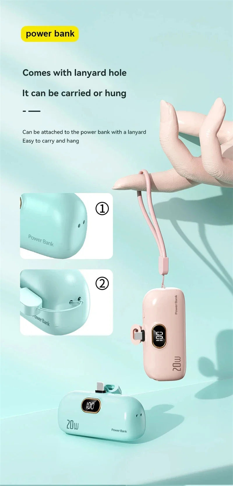 Oneplus  Mini Capsule 30000mAh Power Bank Portable Mobile Power Supply Emergency External Battery Fast Charger For iPhone Xiaomi