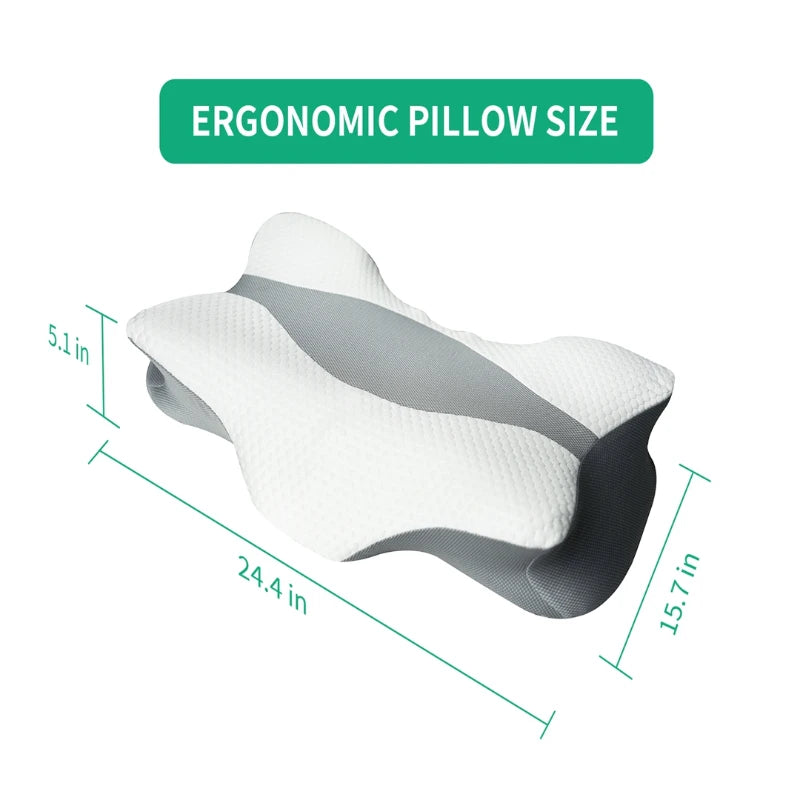 Memory Foam Neck Pillow,1 Piece Soft Comfortable Contour Sleep Pillow for Spring Daily Use,Ideal for Side&Back Sleepers.Ergonomi