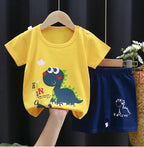 Fashion Kids Clothes Boys Girls Sets Top Shorts 2PCS 100% Cotton Soft Summer Children Baby Cloths T-shirt Shorts Toddler Suit