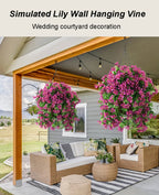 1/2/3/6pcs Artificial Flowers Garden Decor Artificial Flower Decoration Wedding Party Outdoor Courtyard Hanging Red Lily Flower