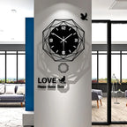 Polygonal Swinging Wall Clock with Swinging Function Suitable for Living Room Office Living Room Decoration Clock