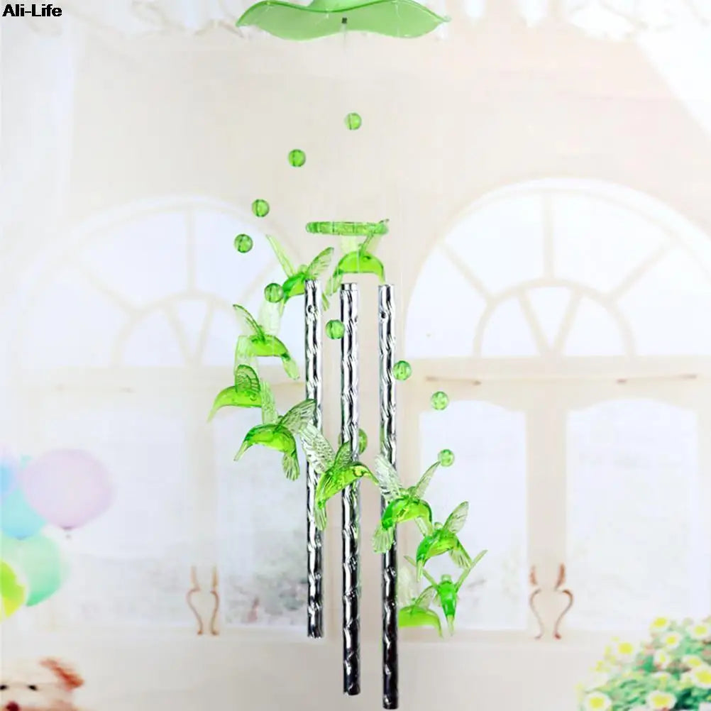 1PC New Lover Bird Dophin Valetines Gifts Plastic Dophin Wind Chime Bell Garden Living Decor Ornament Home Garden Decor