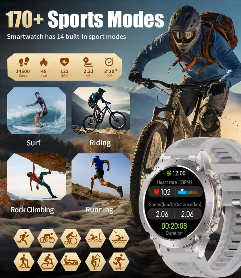 Men New Outdoors Sports Military GPS SmartWatch 10ATM Waterproof 730mAh High Battery Compass NFC HD Call For Huawei Xiaomi Watch