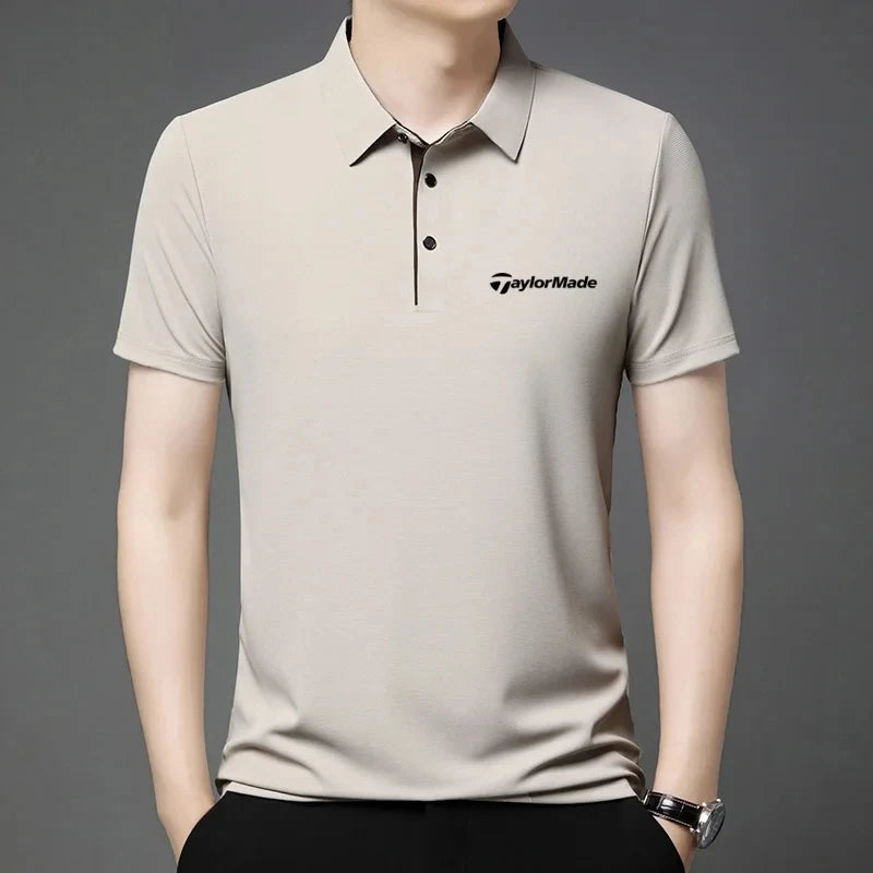 Fashionable Classic Men's Summer New Golf Collar Business Leisure Style Luxury Brand Letter Printed High end Leisure T-shirt