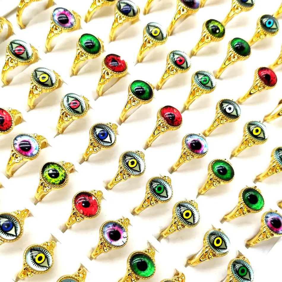 Wholesale 20pcs Evil Blue Eye  Metal Alloy Rings Jewelry