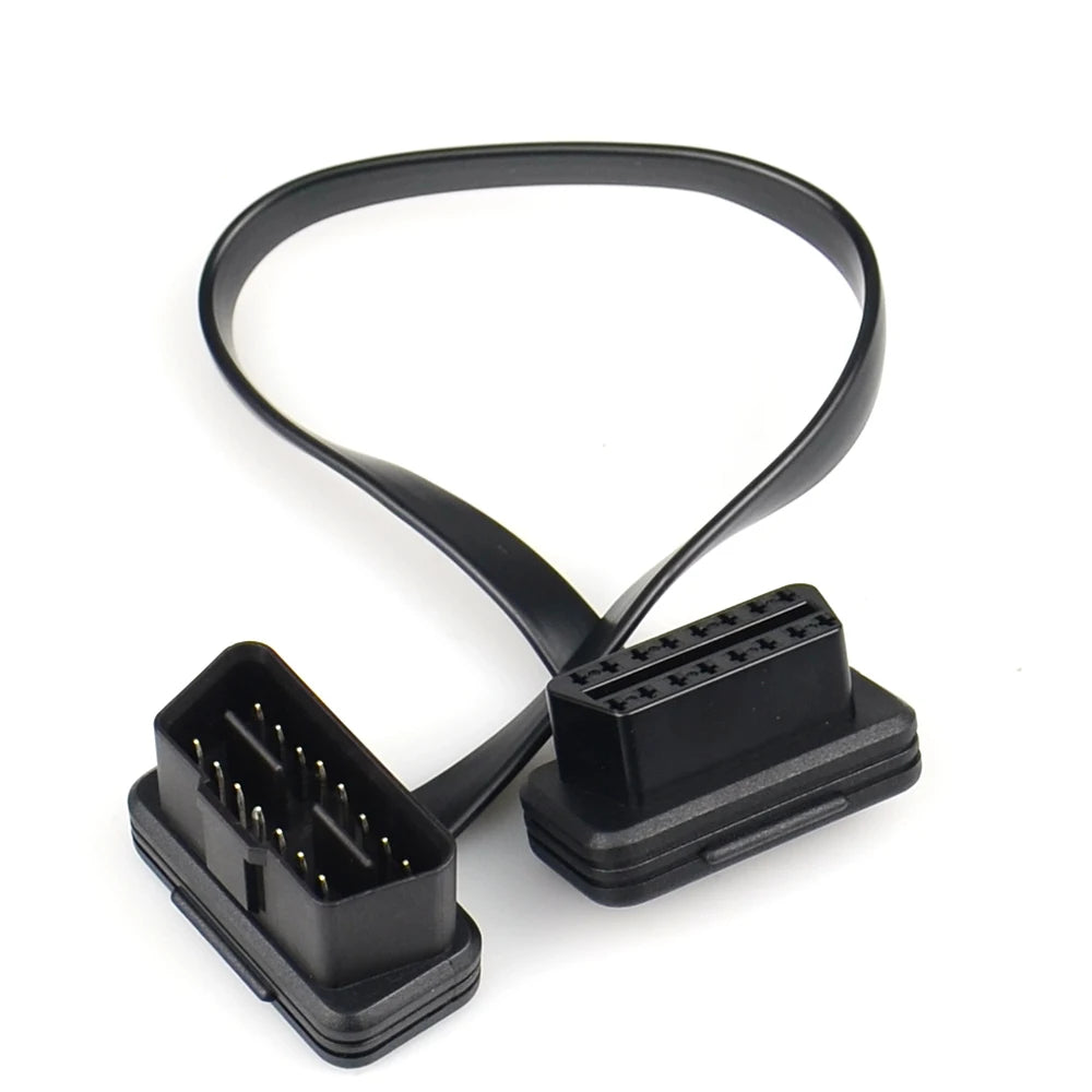 30/60/100CM Flat+Thin As Noodle 16 Pin Socket OBD OBDII 16Pin Male To Female Car Scanner OBD2 Extension Cable Connector