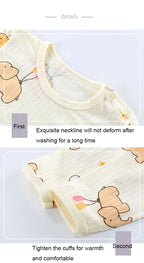 Soft Breathable Cotton Baby Children Pajamas Set Cute Cartoon Long Sleeve Home Sleepwear Set for 0-5 Years Old