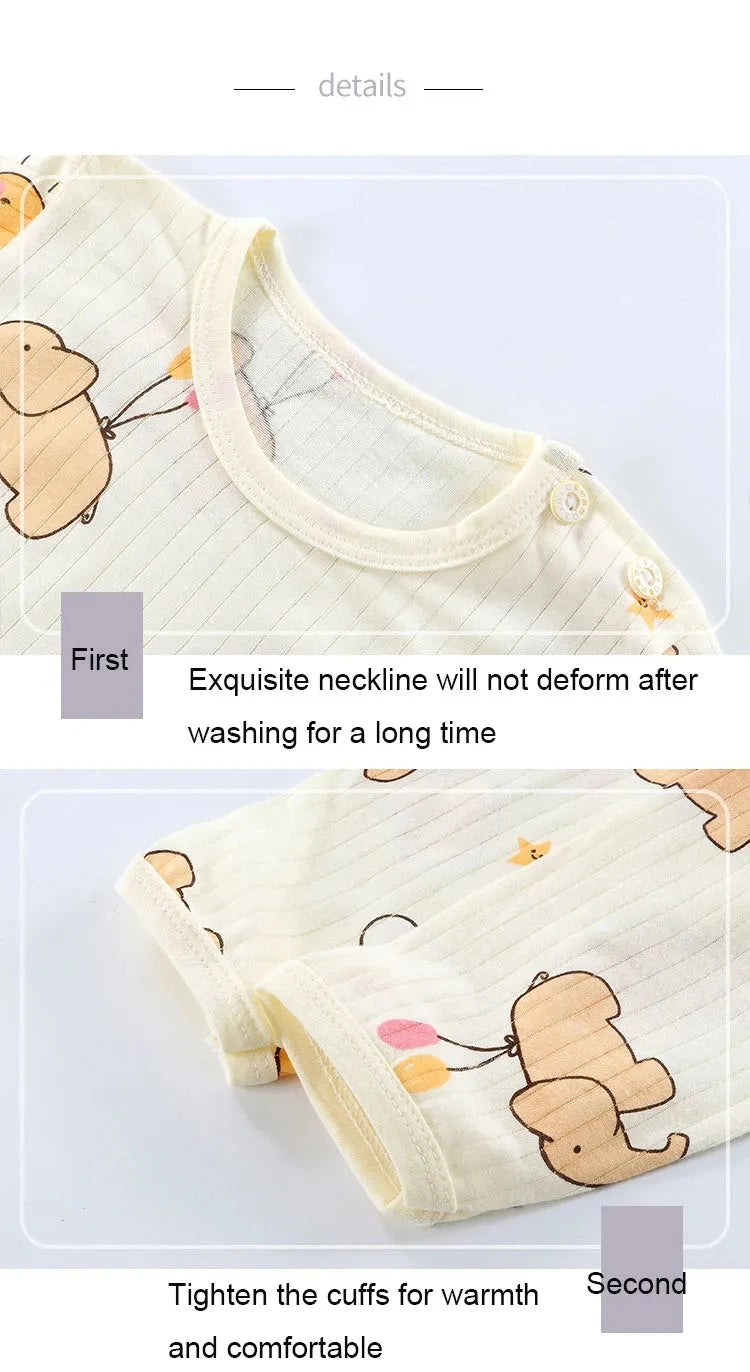 Soft Breathable Cotton Baby Children Pajamas Set Cute Cartoon Long Sleeve Home Sleepwear Set for 0-5 Years Old