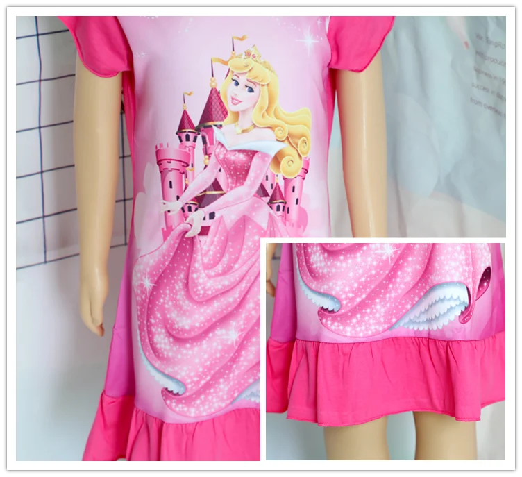 New Summer Anna Elsa Printing Cartoon Sleepwear Mermaid Girl Nightgowns Children Party Dresses Pajamas For Girls Dress