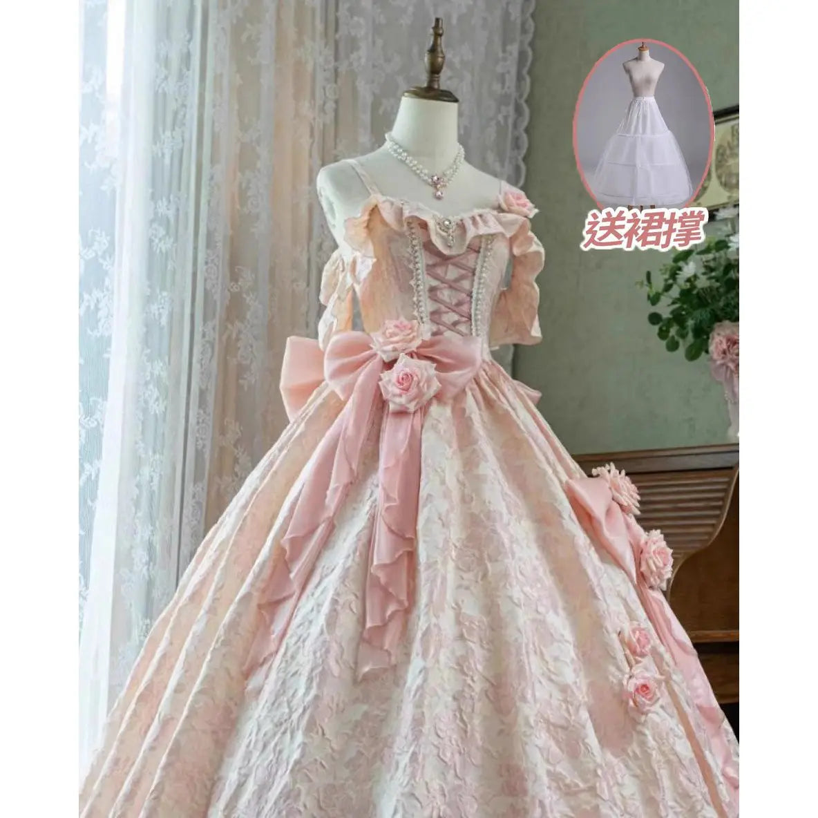 Japan Pink Lolita Wedding Floor-Length Dress Gorgeous Adult Formal Dress Heavy Industry 2024 New