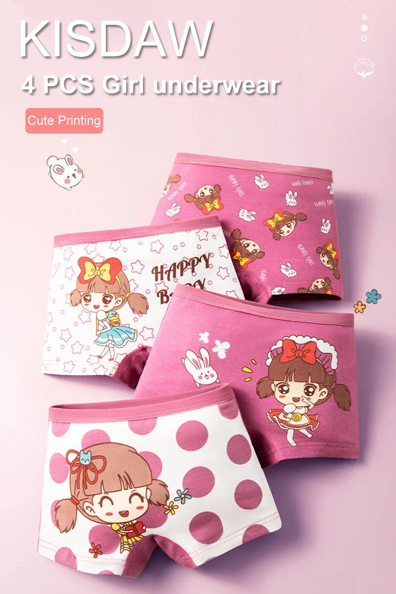 Multipack Girls Panties Lovely Character Pattern Cartoon Girls Boxer Briefs Soft Cotton Kids Underwear Washable Children Boxers