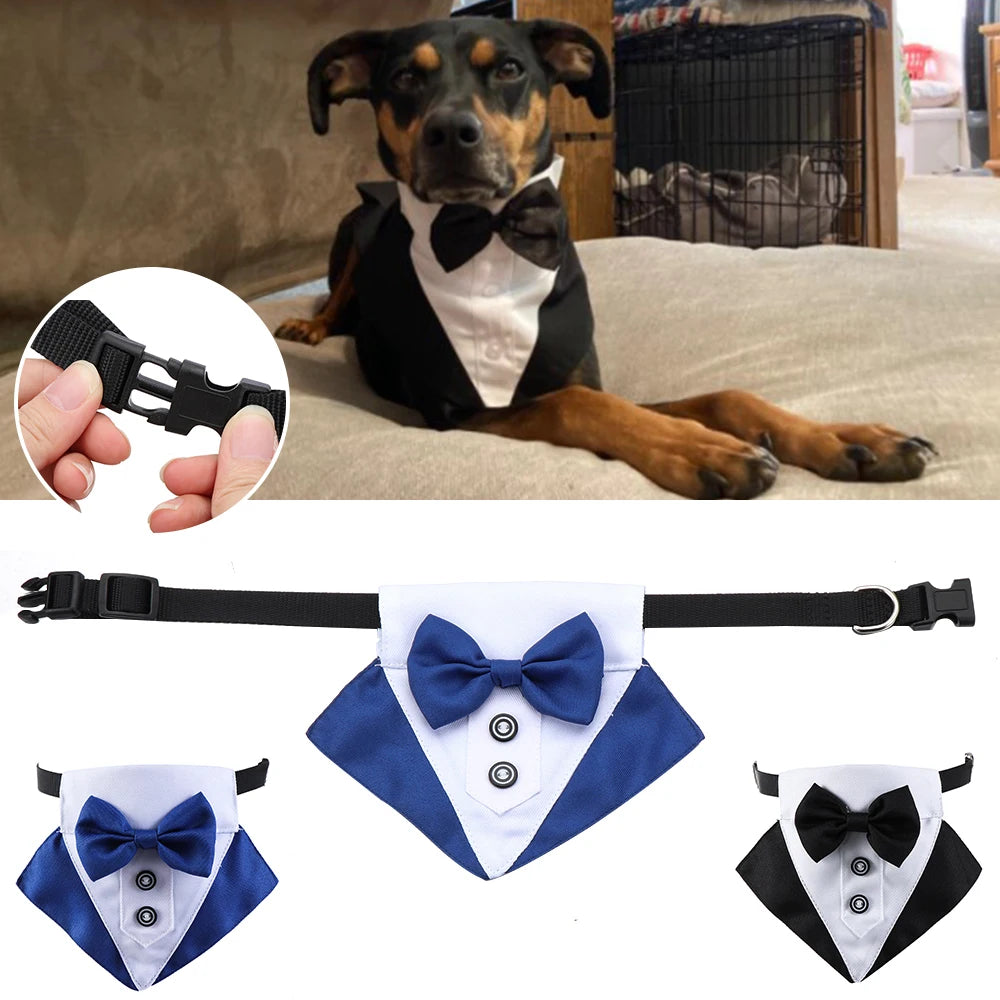 For Large and Medium Dogs Tuxedo Dog Suit and Bandana Set Dogs Tuxedo Suit Dog Prince Bow Tie Shirt Formal Dog Weeding Attire